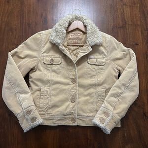 Aeropostale Vintage Corduroy Faux Fur Collar Jacket Large